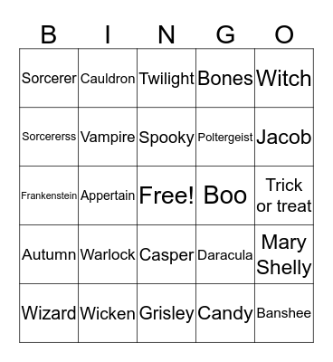 Halloween- Lauren Bingo Card