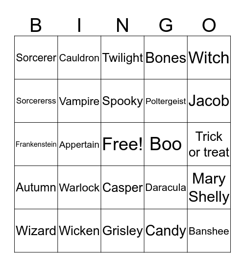 Halloween- Lauren Bingo Card