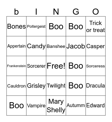 Halloween  Bingo Card