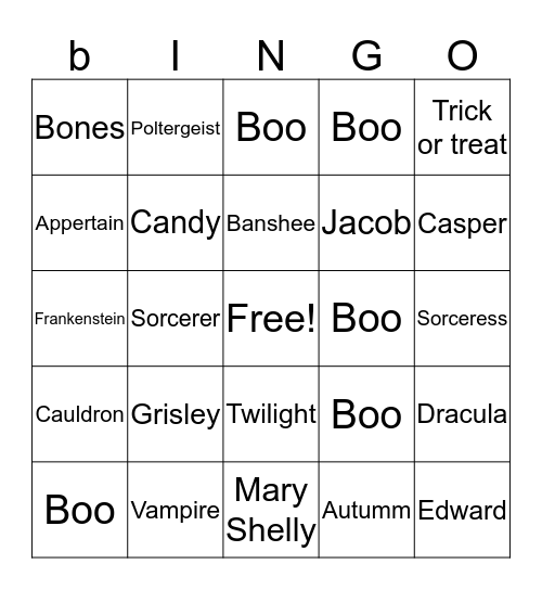 Halloween  Bingo Card