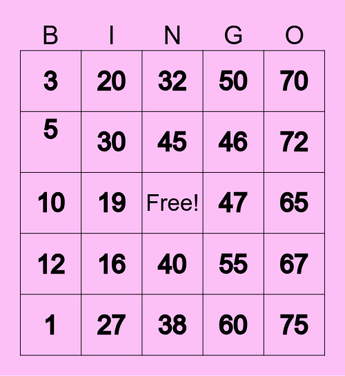 Celly Bingo Card