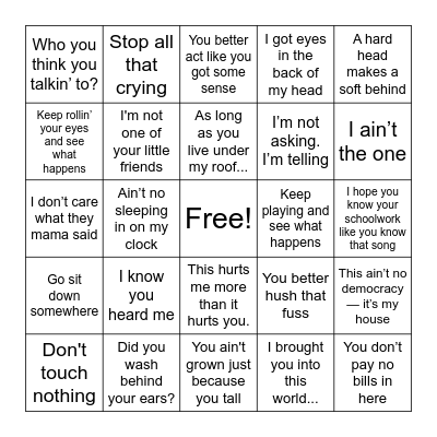 BLACK MAMA BINGO Card