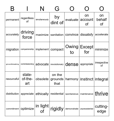 VOCABULARY 2 Bingo Card