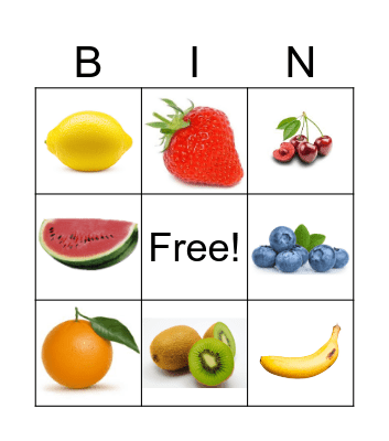 FRUIT Bingo Card