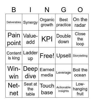 SALES LINGO BINGO Card