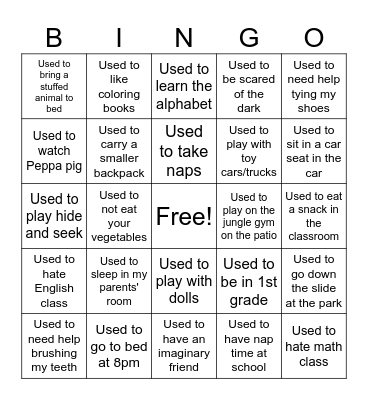 Used to Bingo Card
