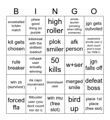 Untitled Bingo Card