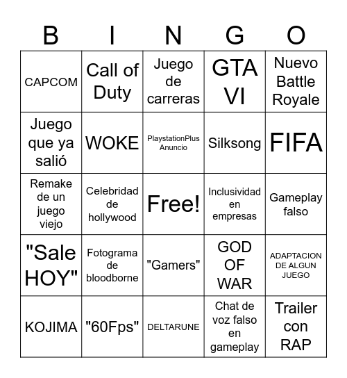 Sony State Of Play Bingo Clau Bingo Card
