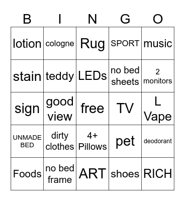 bog Bingo Card