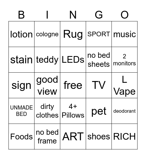 bog Bingo Card