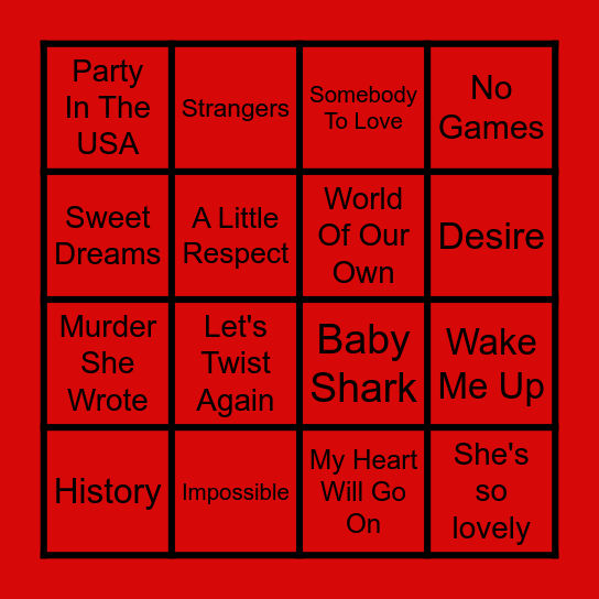 Banging Bangers 4 (Round 1) Bingo Card