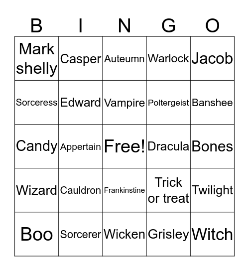 Halloween- corie Bingo Card
