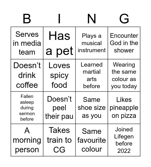 Build ALife Bingo Card
