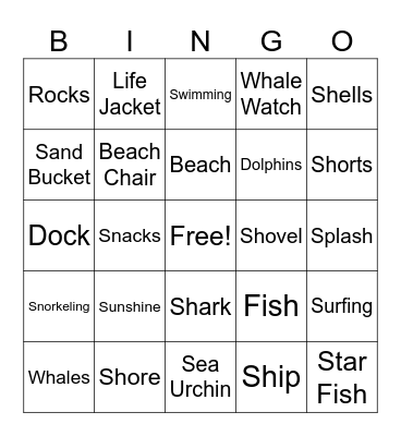 Beach Bingo Card