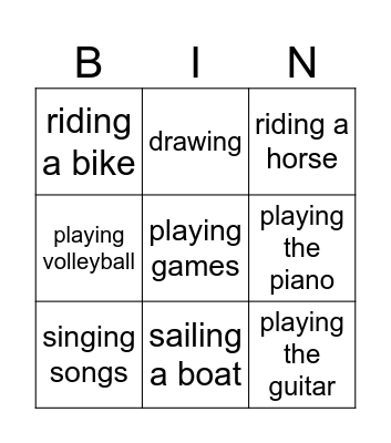 present continuous he, she Bingo Card