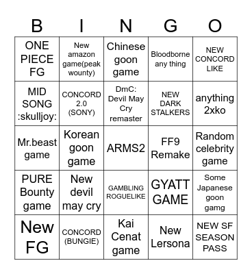 BIG GAMING WEEK BINGO Card