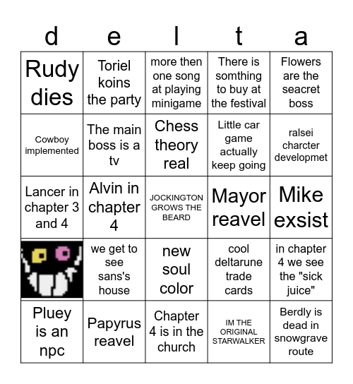Deltarune chapters 3+4 Bingo Card
