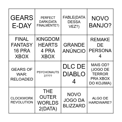 XBOX GAMES SHOWCASE 2025 - BINGO Card