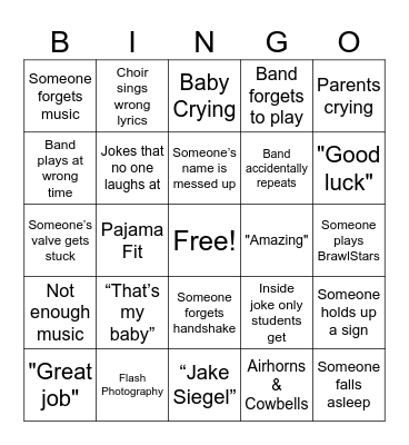 Graduation Bingo Card