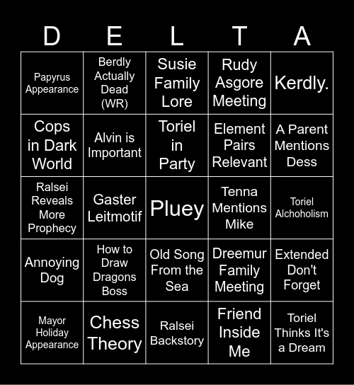 DELTARUNE Bingo Card