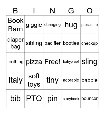 Gallo Baby Bingo Card