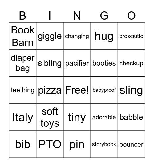 Gallo Baby Bingo Card