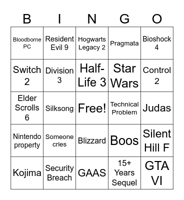 Bingo Card - Summer Game Fest 2025 Bingo Card