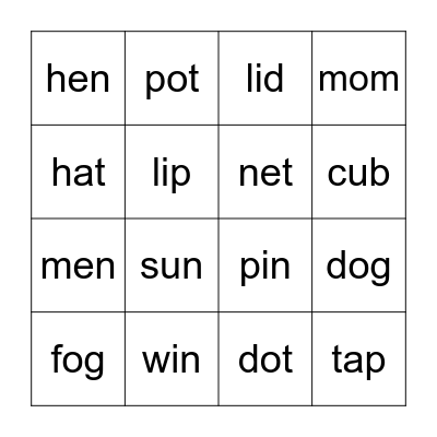 Phonics BINGO 2 Bingo Card