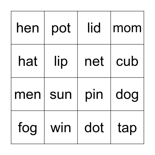 Phonics BINGO 2 Bingo Card