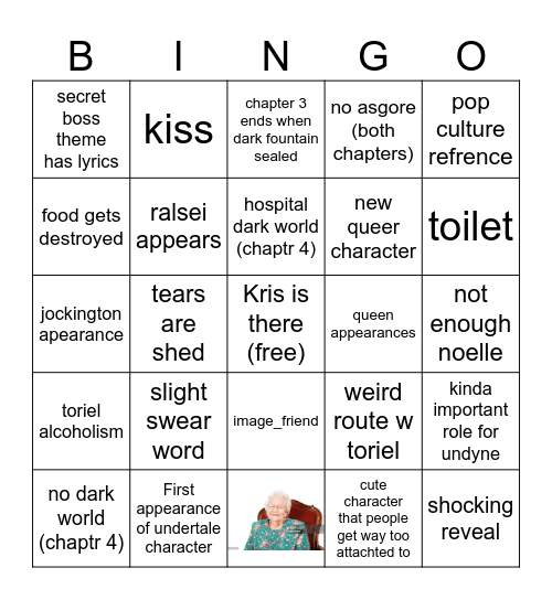 Delarune Bingo Card