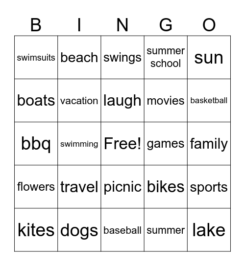 SUMMER TIME BINGO Card