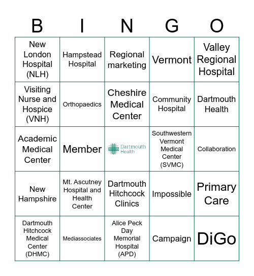 Regional Marketing Bingo Card