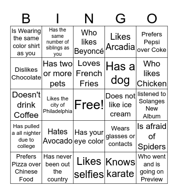 AmeriCorps: Find Some Who.... Bingo Card