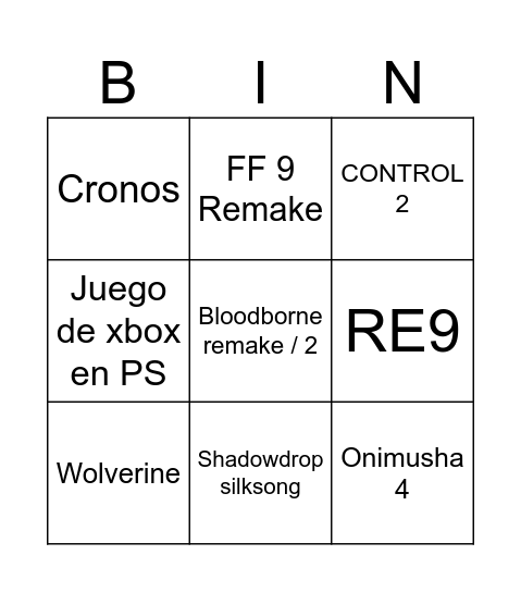 No E3 2025 Bingo Card