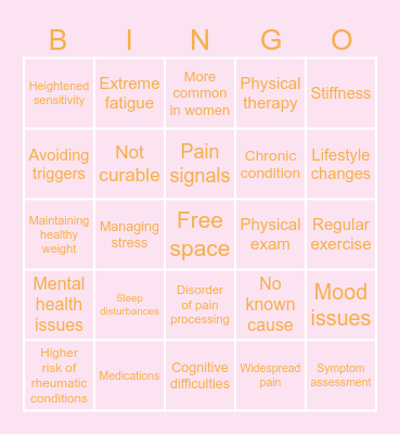 Fibromyalgia Bingo Card
