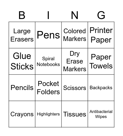 Stuff The Bus Bingo Card