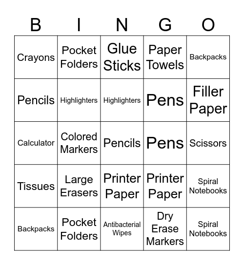 Stuff The Bus Bingo Card