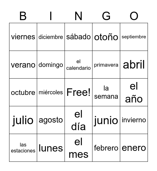 La Fecha Bingo Card