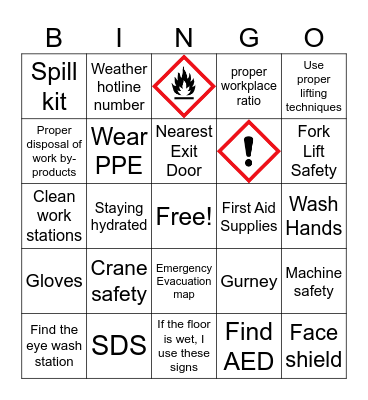 Crescent Ind. Safety Week 2025 Bingo Card