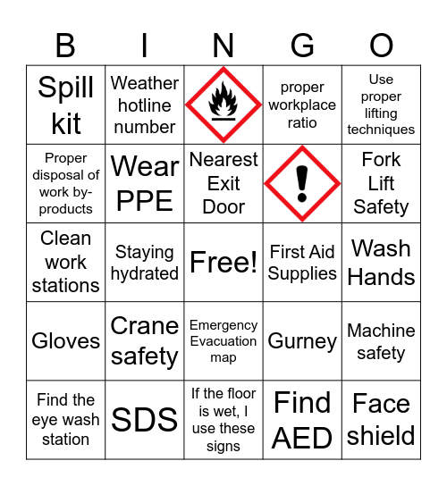 Crescent Ind. Safety Week 2025 Bingo Card