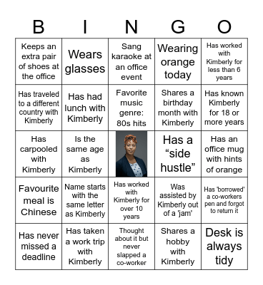 🧡Kimberly's Office Bingo🧡 Bingo Card