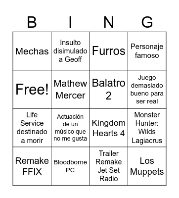Summer Game Fest Bingo Card