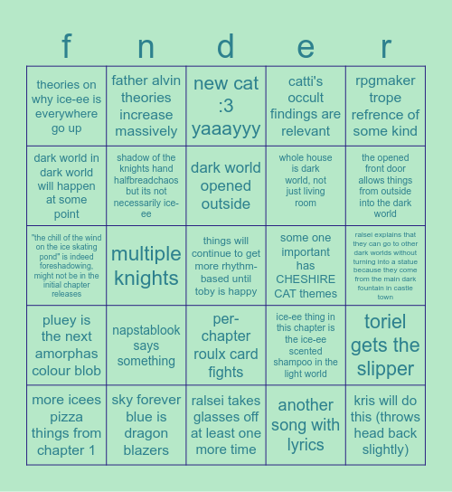 :3 detarune :3 bingo :3 Bingo Card