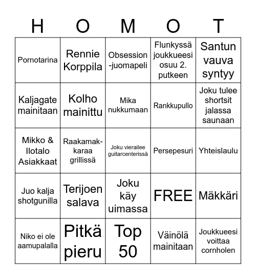 Vilppula 2025 Kesä Bingo Card