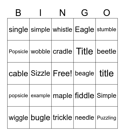 C-le Words Bingo Card