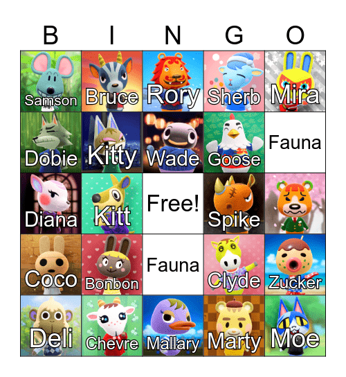 Animal Crossing Bingo Card