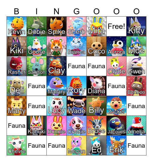 Animal Crossing Bingo Card