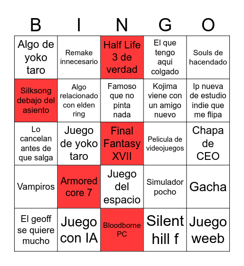 E3 Bingo Card