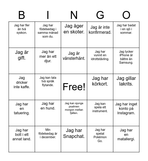 Miras mingelbingo Card