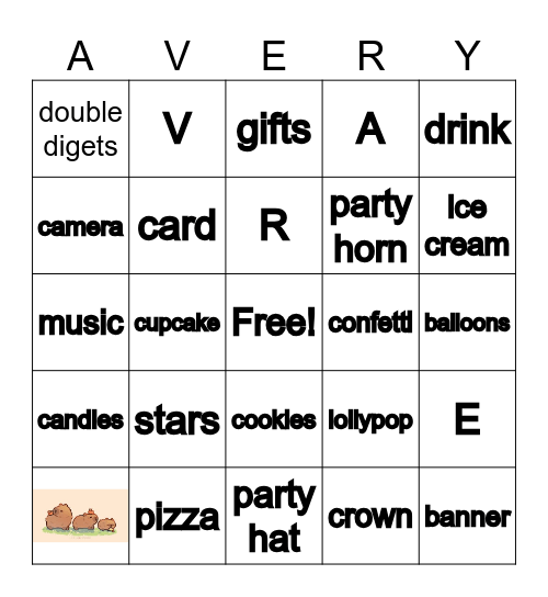 BIRTHDAY bingo Card